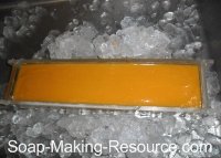 Surrounding the Acrylic Mold with Ice to Keep the Batch Cool